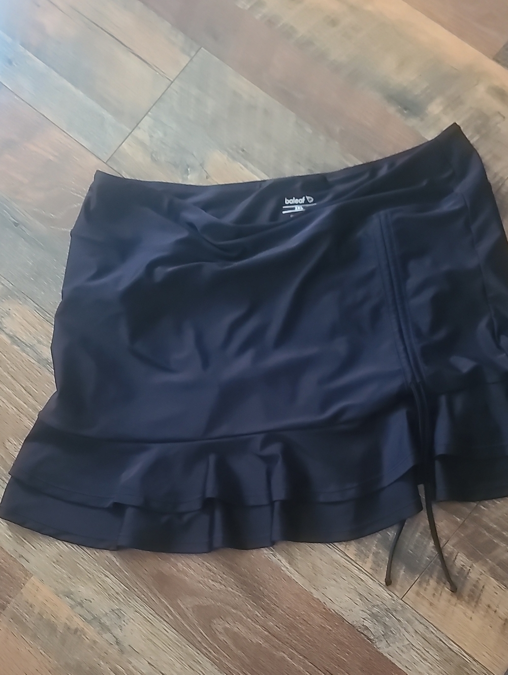 Baleaf Black Ruffle Swim Skirt with Side Tie